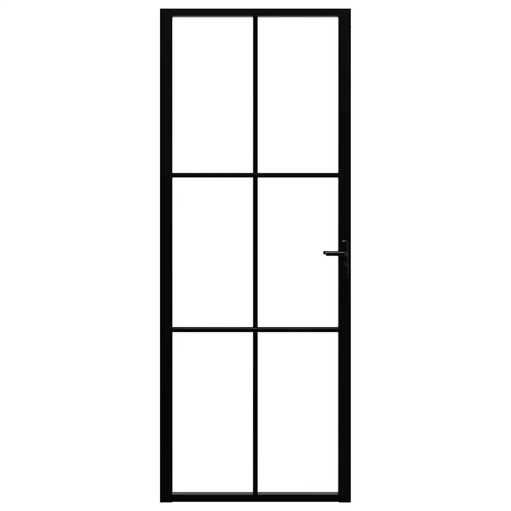 Porta da Interno ESG Vetro e Alluminio 76x201,5 cm Neracod mxl 79428