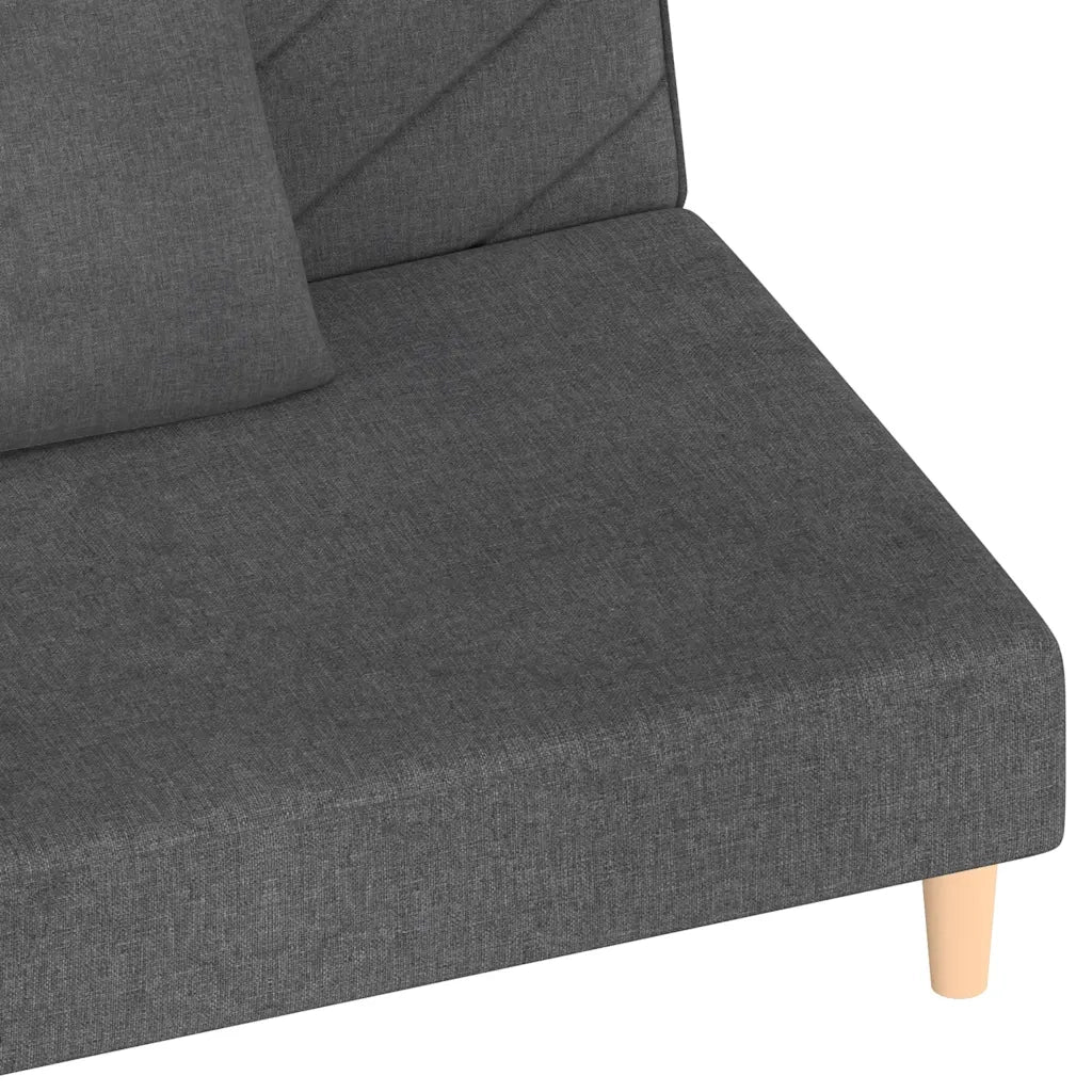 Divano letto | Sof¨¤ letto | Letto singolo a 2 Posti con 2 Cuscini Grigio Scuro in Tessuto