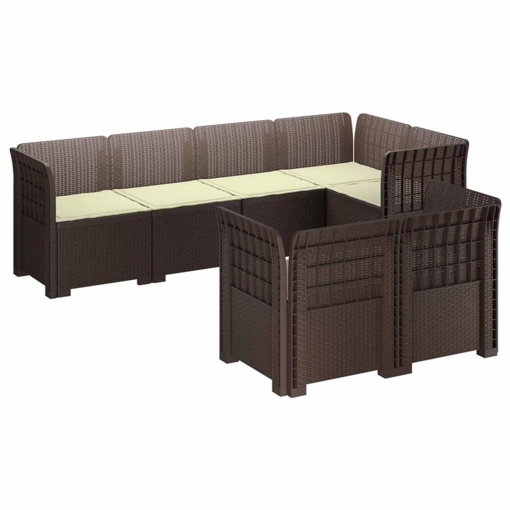 Divano 7 Posti da Giardino con Cuscini Aspetto Rattan PP 3444146