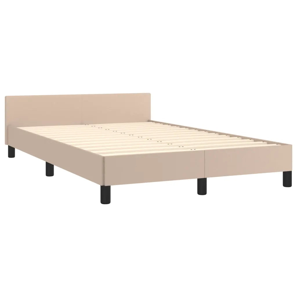 Letto matrimoniale | Letto per adulti | Giroletto senza Materasso Cappuccino 120x190 cm in Similpelle