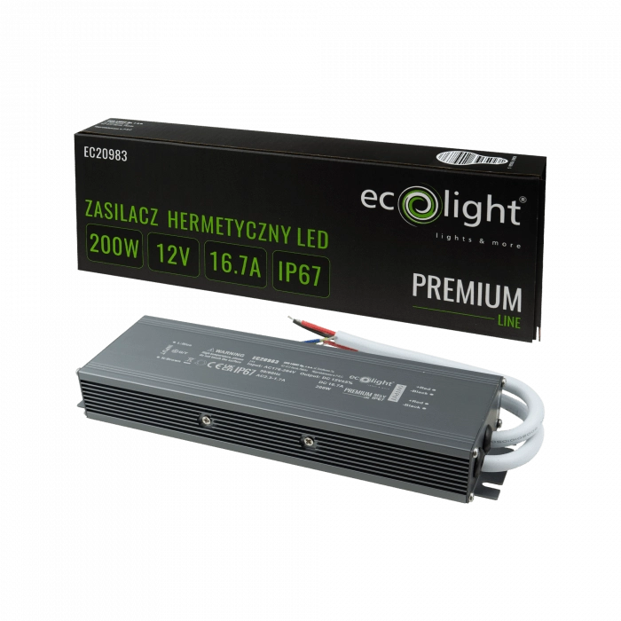 Alimentatore LED ermetico Premium 200W 12V IP67 Ecolight