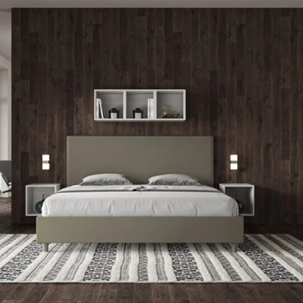 Letto contenitore imbottito 180x190 similpelle cappuccino Focus