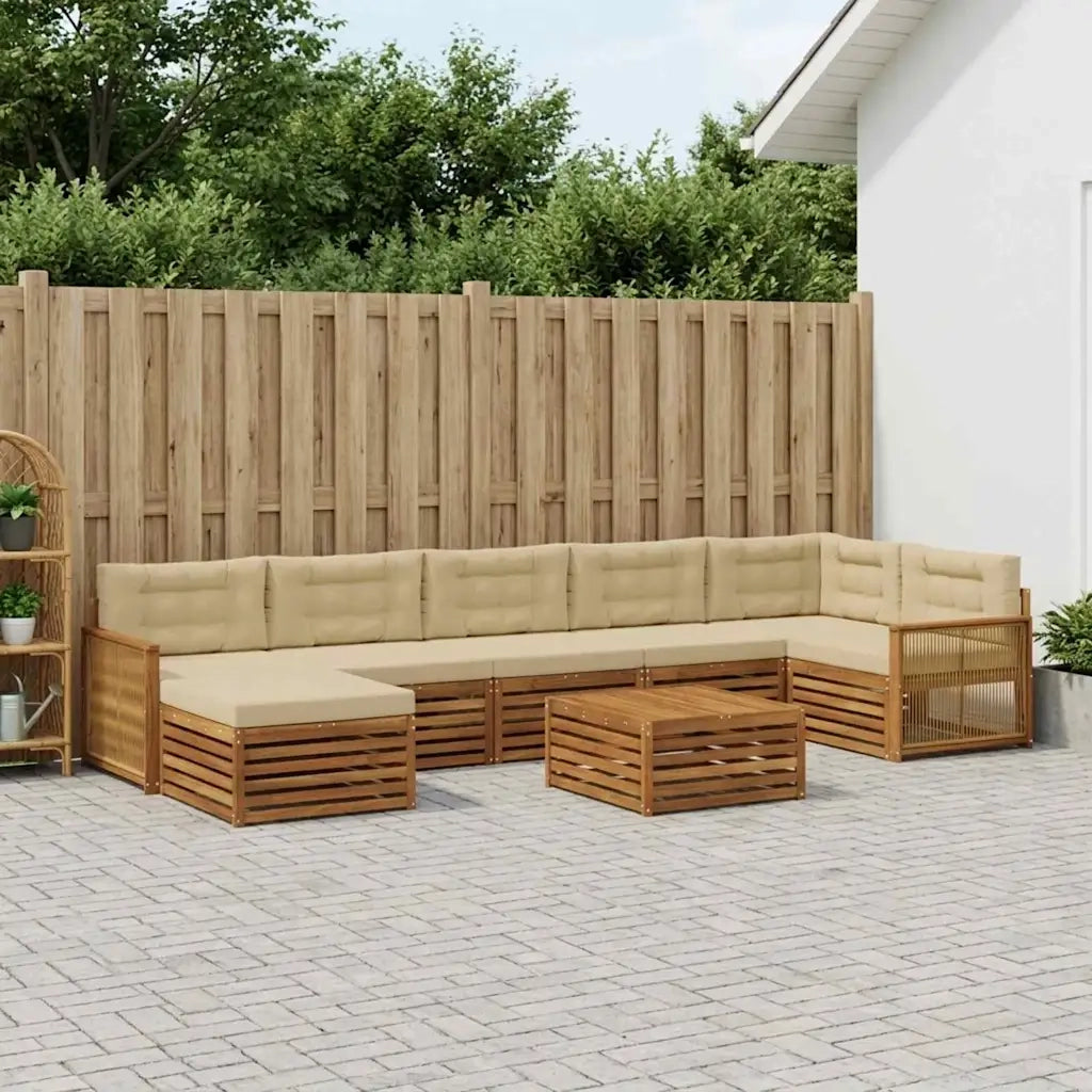 Set di divani da esterno con cuscino 8 pcs Naturale e Beige 3383661