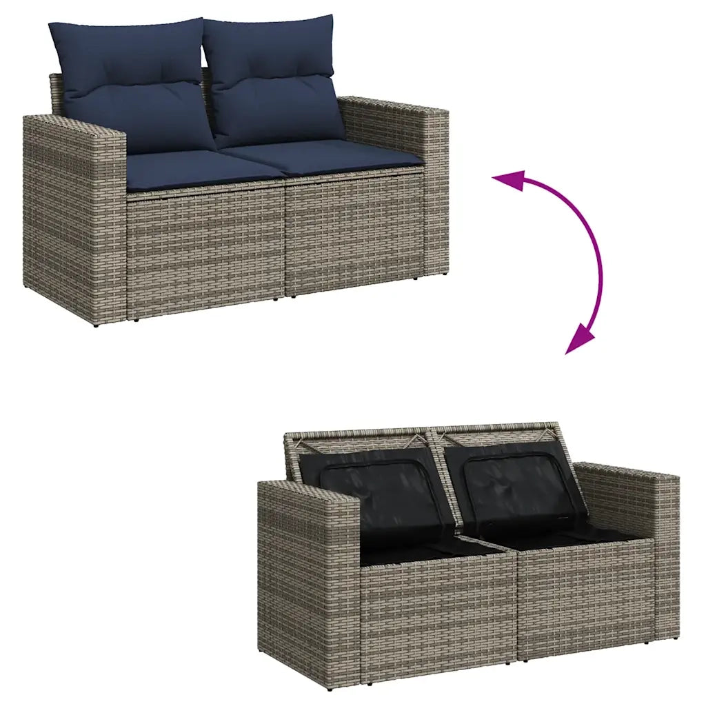 Set Divani da Giardino 7 pz con Cuscini Grigio in Polyrattan 3327050