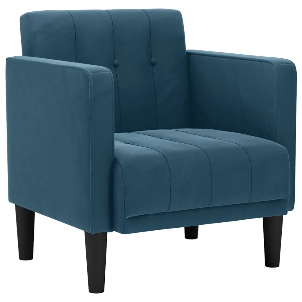 Divano Poltrona | Sedia con Braccioli Blu 53 cm in Velluto