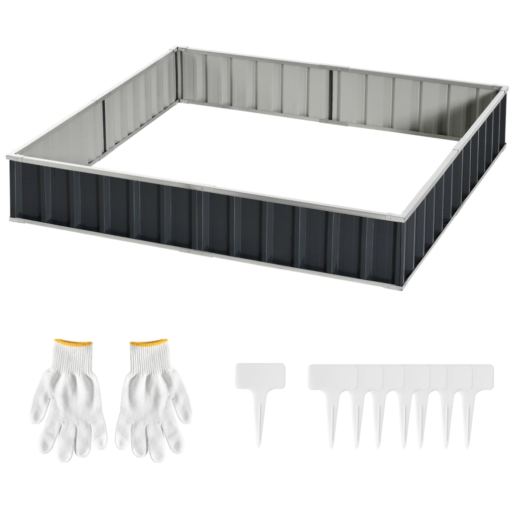 Aiuola Rialzata Modulabile ¨C Xylo ¨C Acciaio Zincato Grigio Scuro 258x90x30 cm
