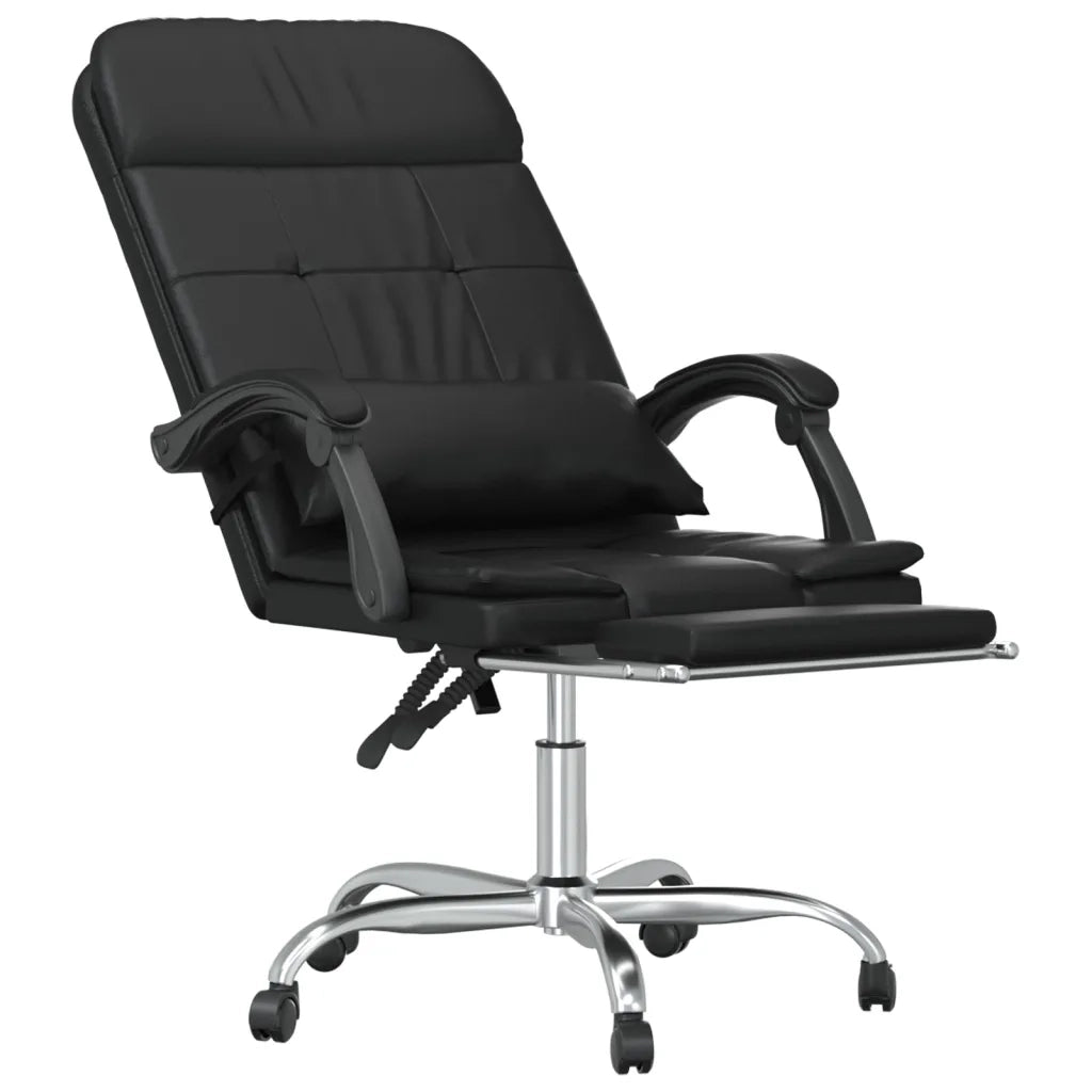 Poltrona da Ufficio Massaggiante | Sedia Relax Reclinabile Nera in Similpelle