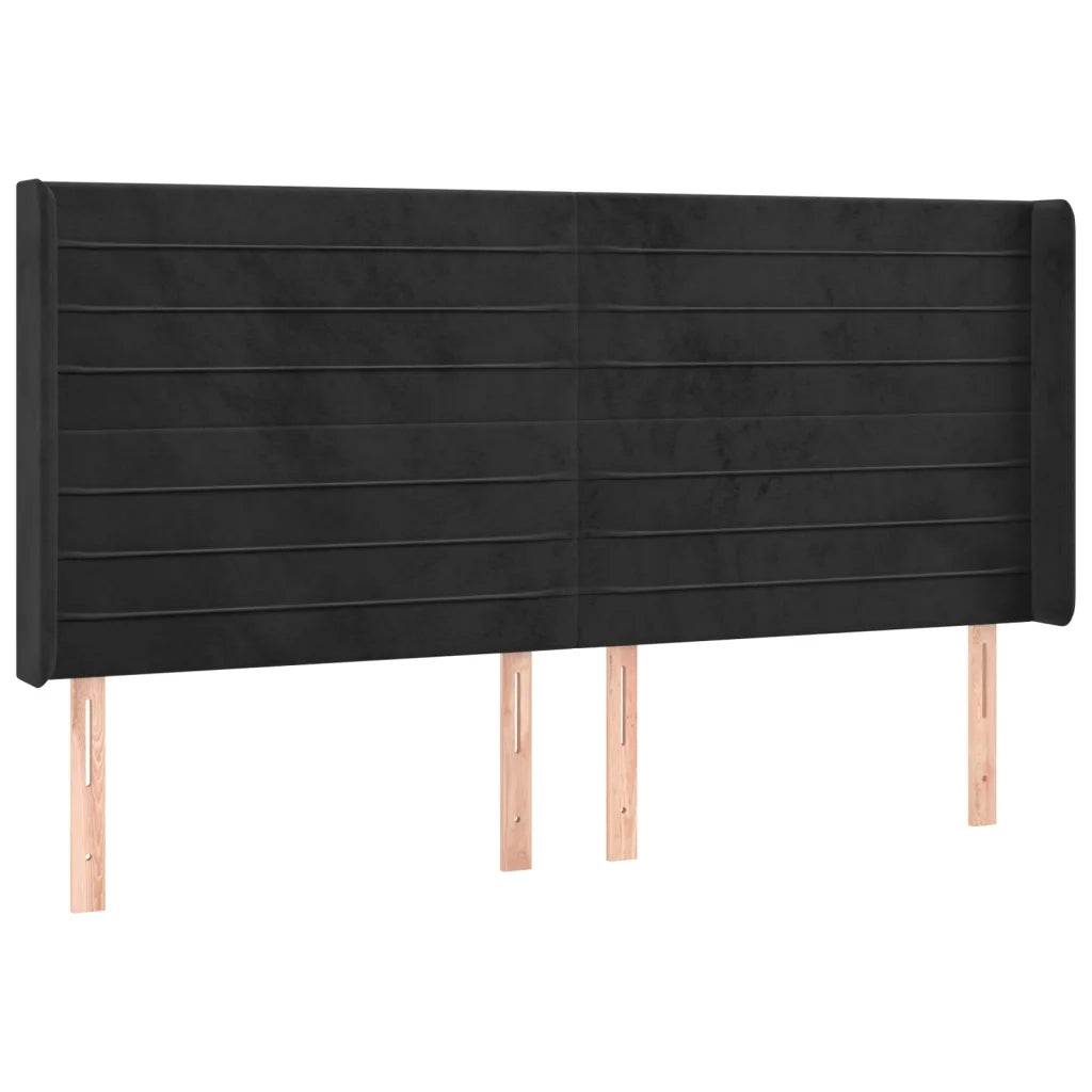Testiera | Testata ad Orecchio Nera 163x16x118/128 cm in Velluto