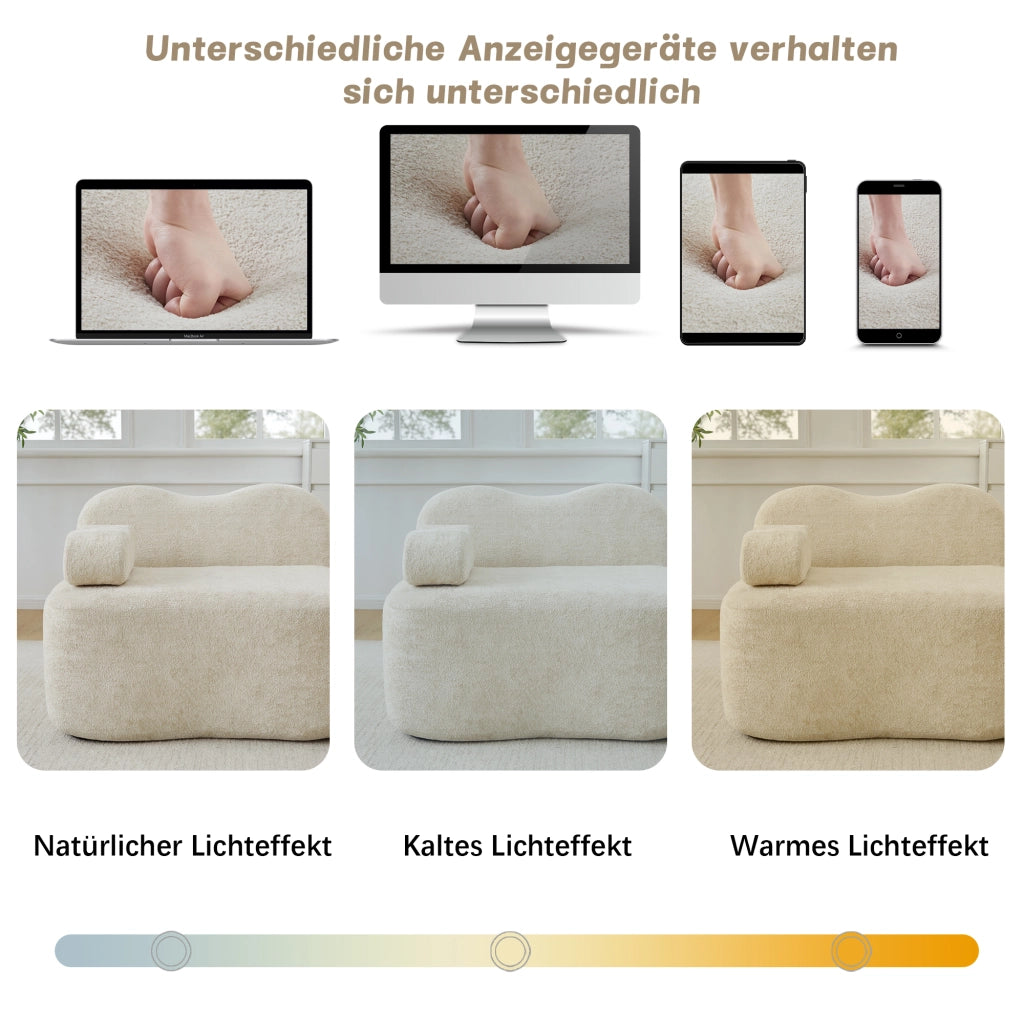 Divano modulare 2 posti con pouf in schiuma 32D e velluto beige