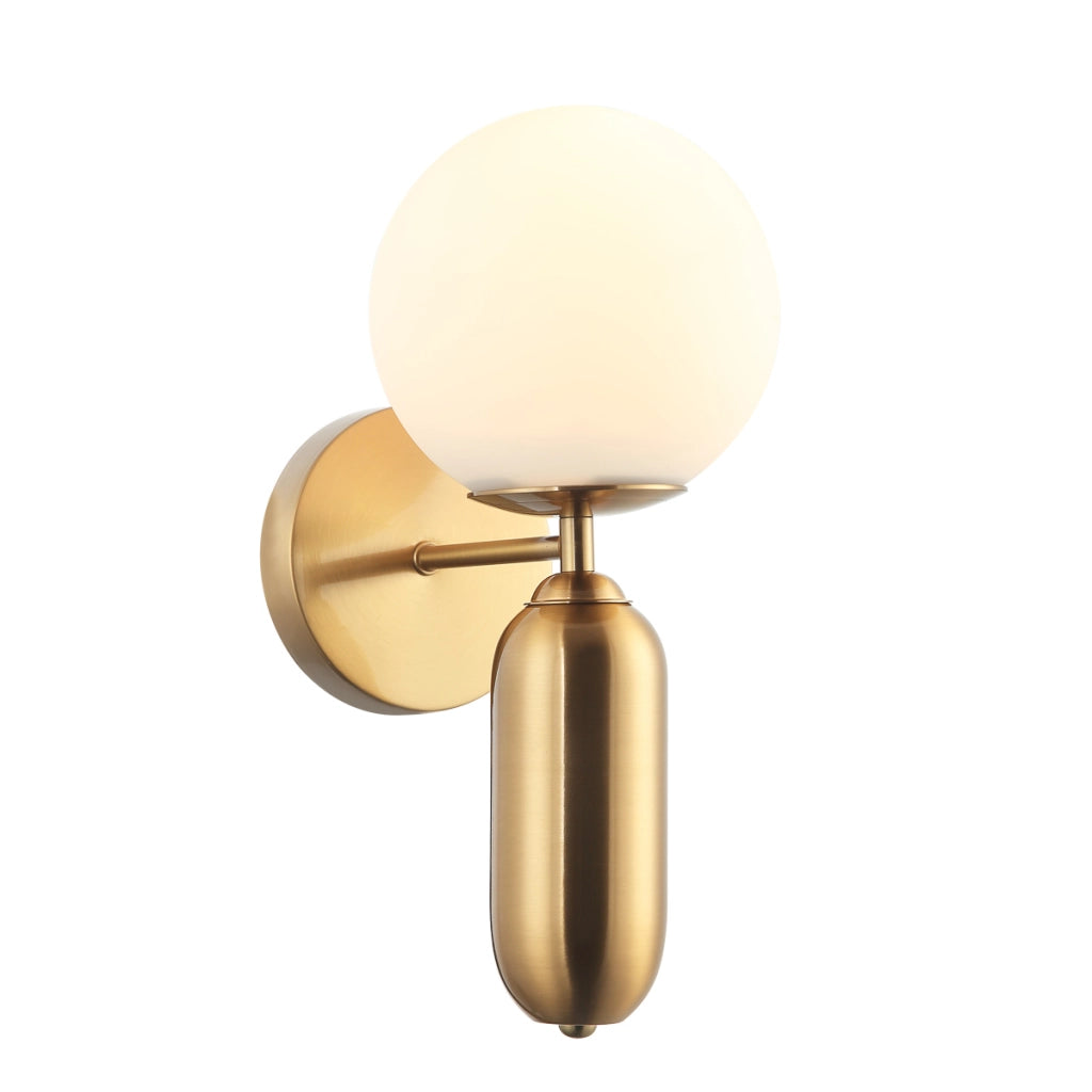 Applique minimal bronzo anticato sfera bianca E27 Italux