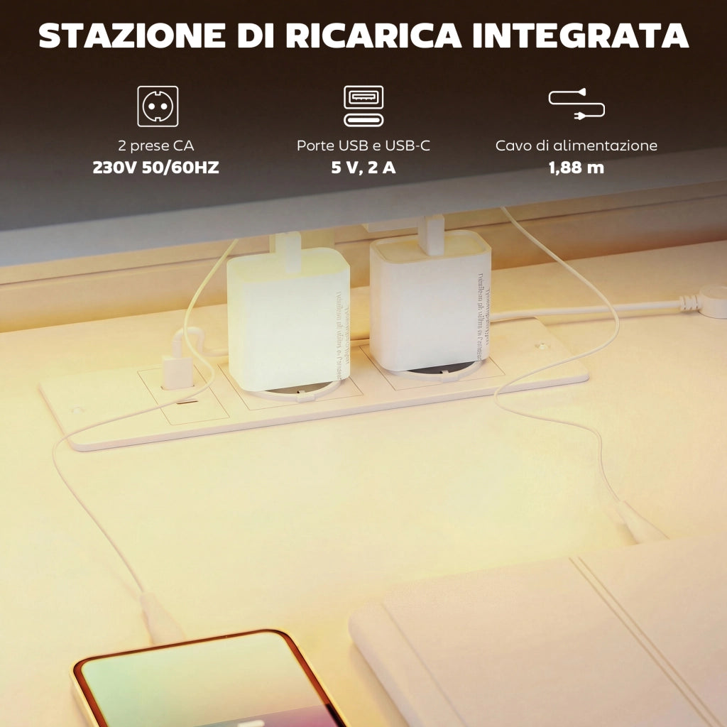 Scrivania Gaming ¨C Minimal ¨C Bianco, Legno, 147x70x75 cm