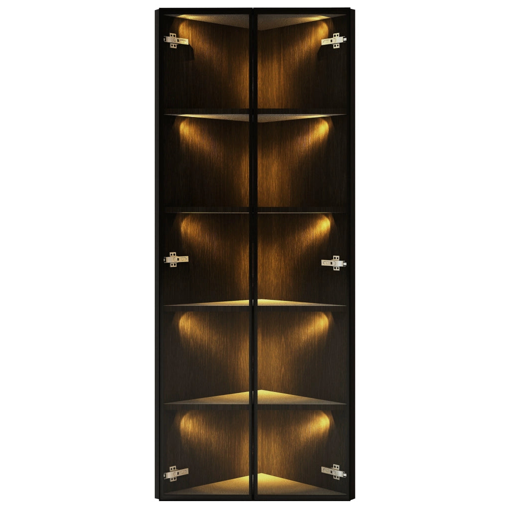 Vetrina con LED ¨C MINIMAL ¨C Nero, Vetro Temperato, 62x35x160 cm