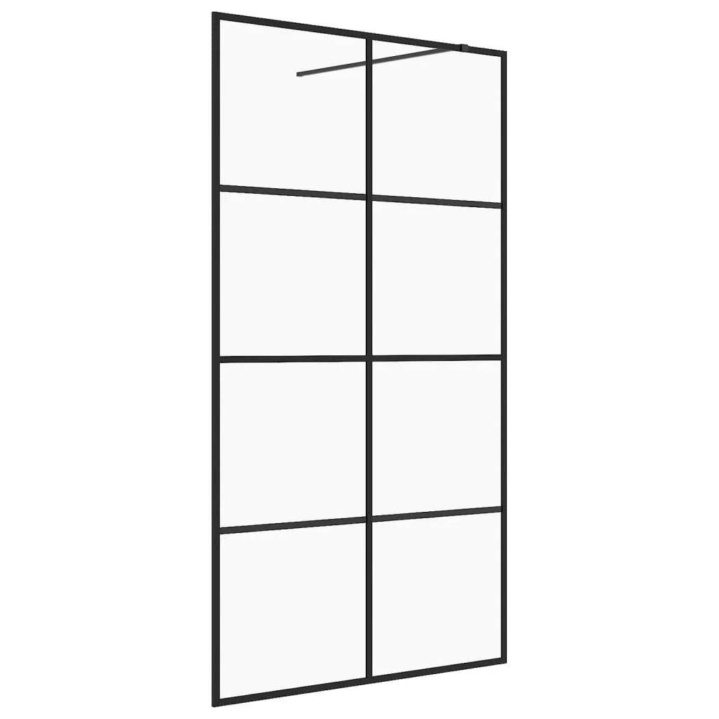 Parete doccia con vetro divisorio per vasca accessorio per il bagno parete doccia per interni ESG trasparente 100 x 195 cm nero 02_0002156