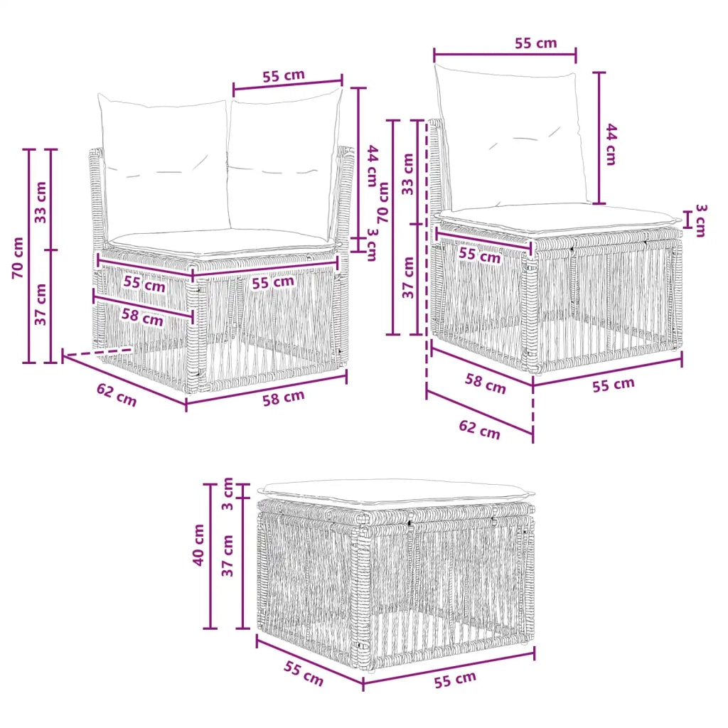 Set Divano da Giardino 11 pz Grigio polyrattan 3434453