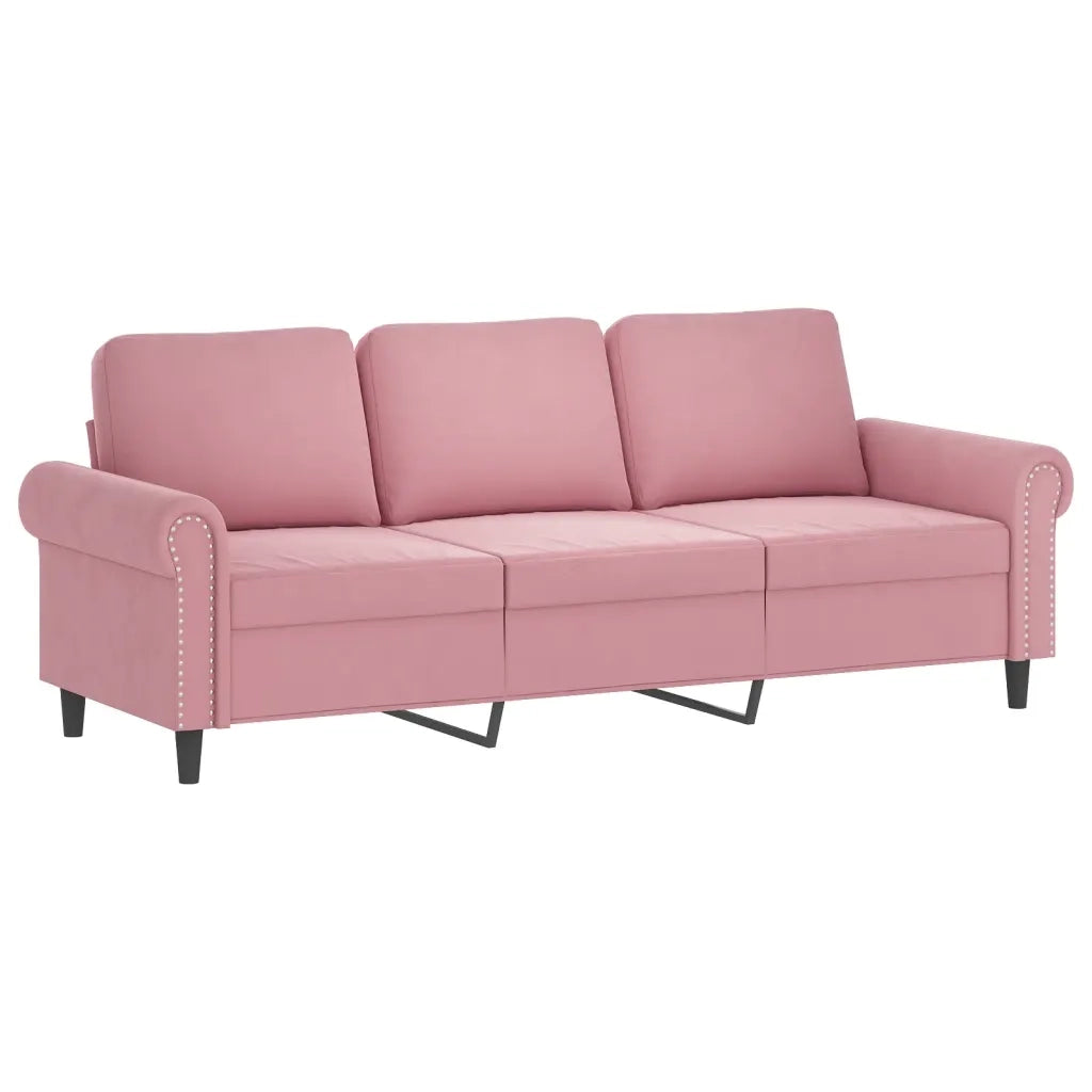 Set di Divani 3 pz con Cuscini Rosa in Velluto