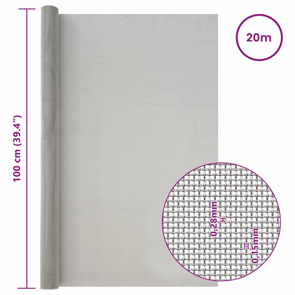 Rete per schermatura 100 x 2000 cm 60 Mesh Argento 42039577
