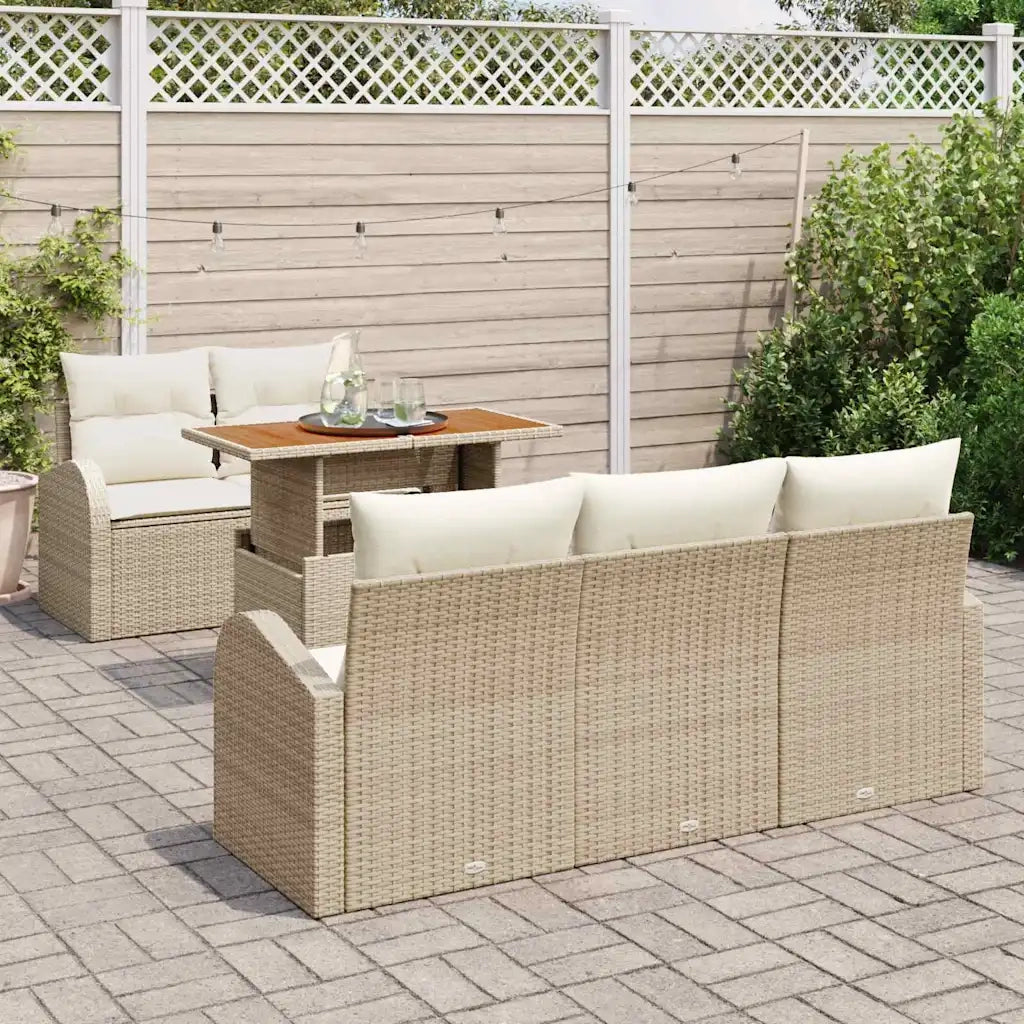 Set Divano da Giardino con cuscino 6 pcs beige e panna 3349525
