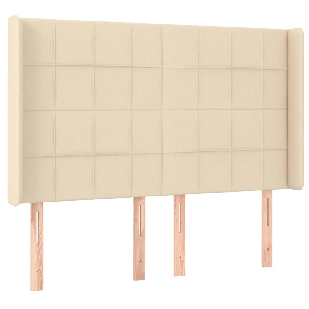 Testiera ad Orecchio-Testata con Orecchie Crema 147x16x118/128 cm in Tessuto 292699