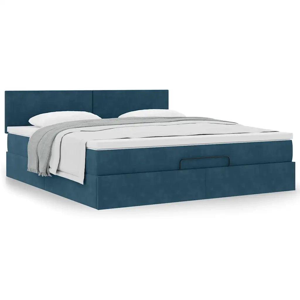 Struttura Letto Pouf con Materasso 160x200 cm in Velluto 3311715