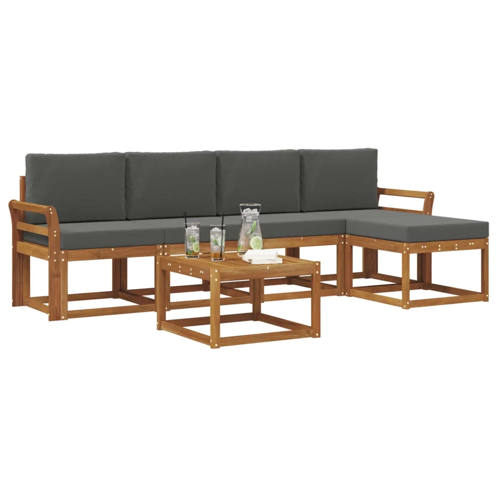Set di divani da esterno con cuscino 6 pcs Naturale e Antracite 3366290
