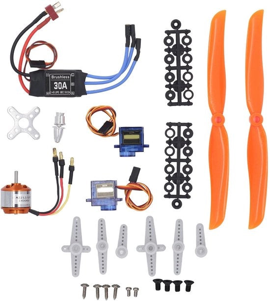 Set di accessori per aeromodelli completo - Motore elettrico senza batteria A2212 1400KV - Servomotori SG90 9G - Eliche 8060 - Lega di alluminio - Servo affidabile - Aeromodelli RC