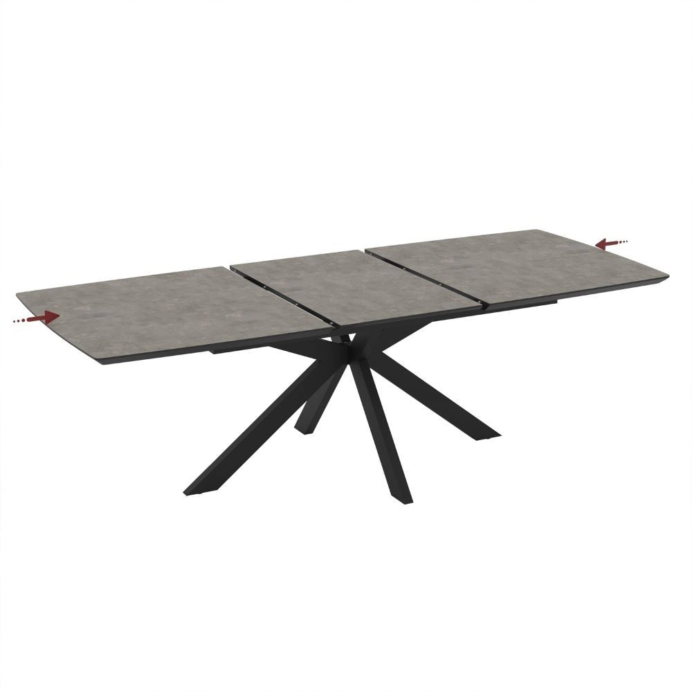 Tavolo allungabile Verano piano cemento e base nera 180/240x100x76H