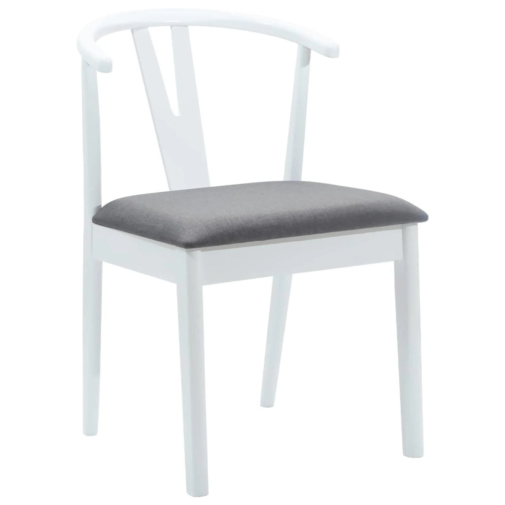 Sedia da pranzo 2 pcs Bianco e Grigio Legno di gomma solido