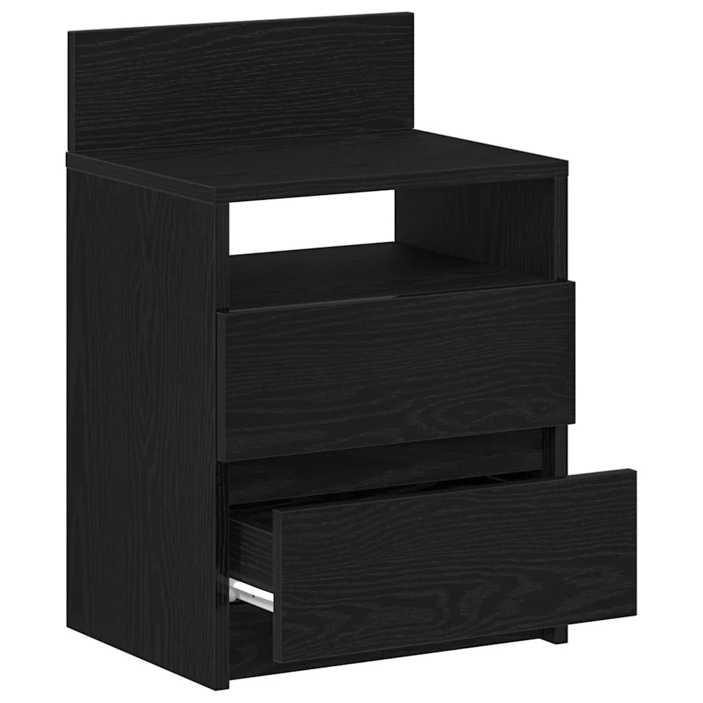 Comodino | Armadio da Notte | Mobiletto da notte con 2 Cassetti Nero 40x33x60 cm
