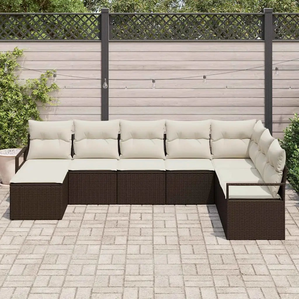Set di divani con cuscino 8 pcs Marrone polyrattan 3346498