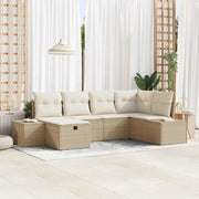 Set Divano da Giardino con cuscino 6 pcs Beige polyrattan