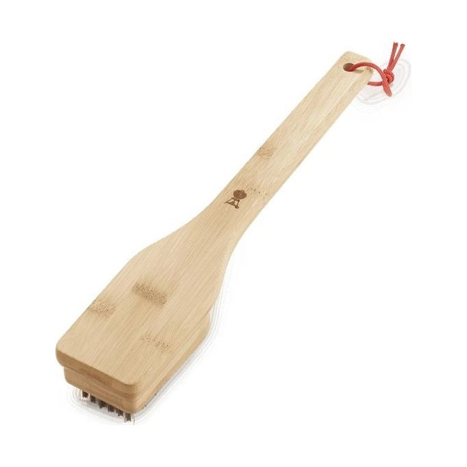 Weber 6275 Spazzola per Griglia in Bamboo 30 cm Setole in Acciaio Inossidabile Accessorio Barbecue colore Marrone