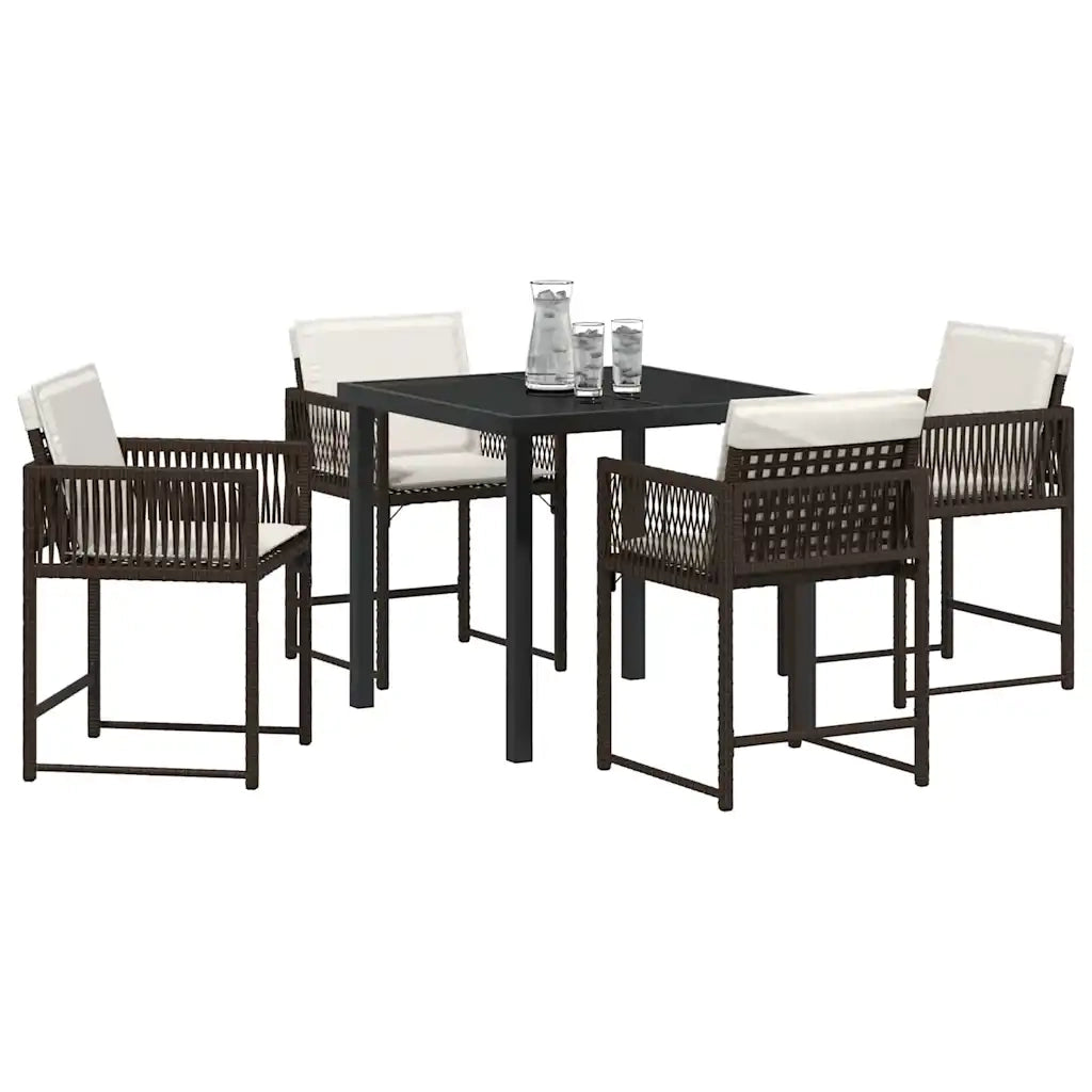 Set da Pranzo per Giardino 5 pcs Marrone polyrattan