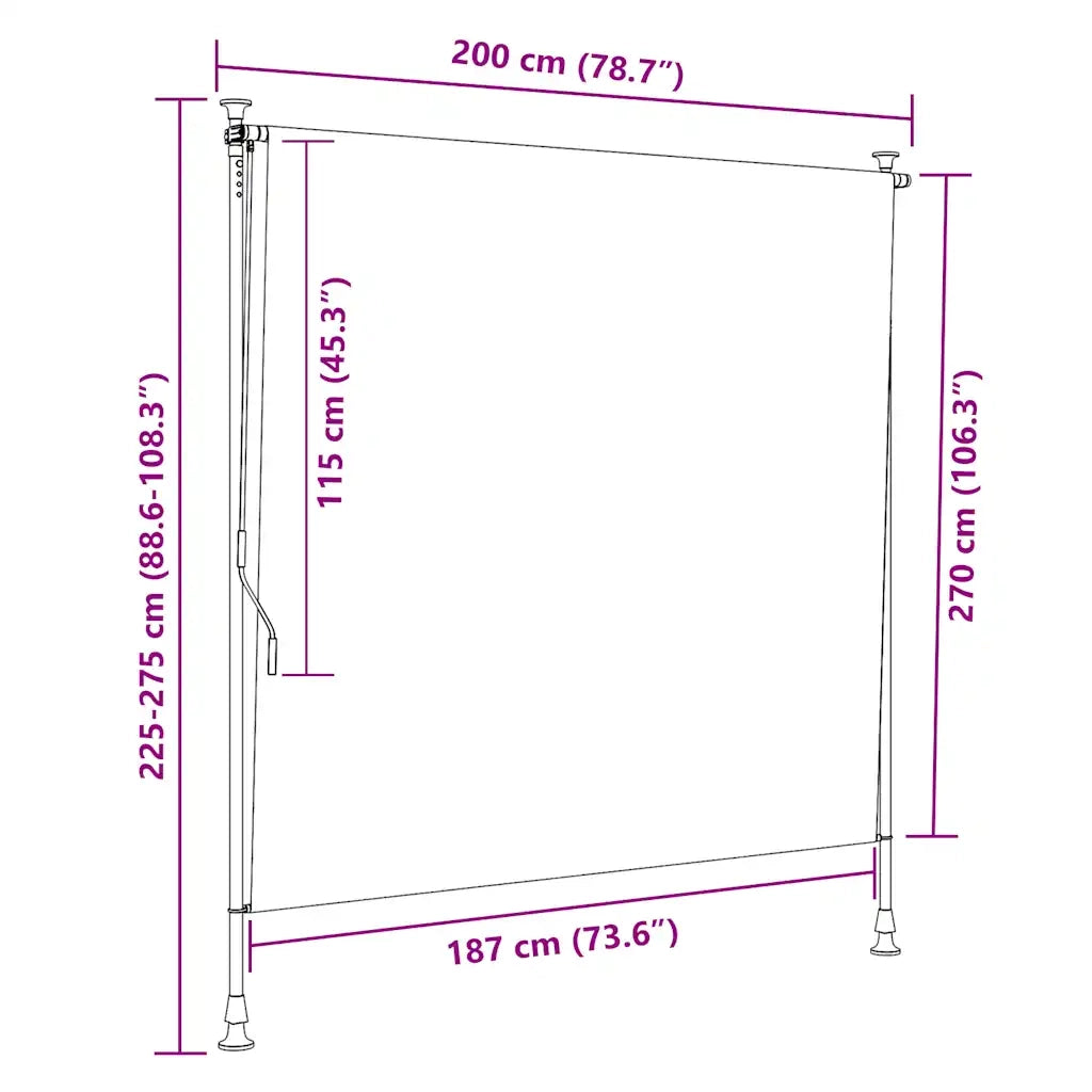 Tenda a Rullo per Esterni 200x270 cm Crema cod mxl 52289