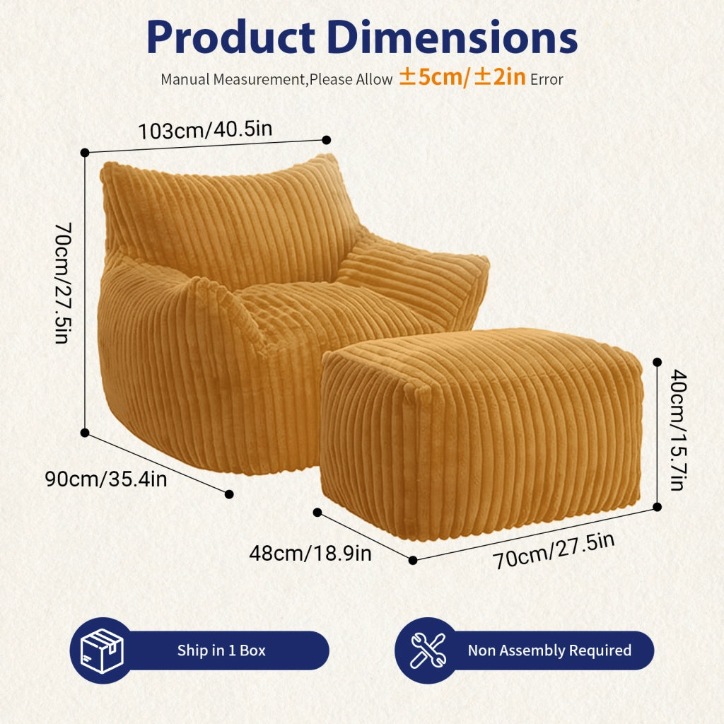 Poltrona ergonomica compatta in flanella gialla con supporto a 5 zone e design salvaspazio