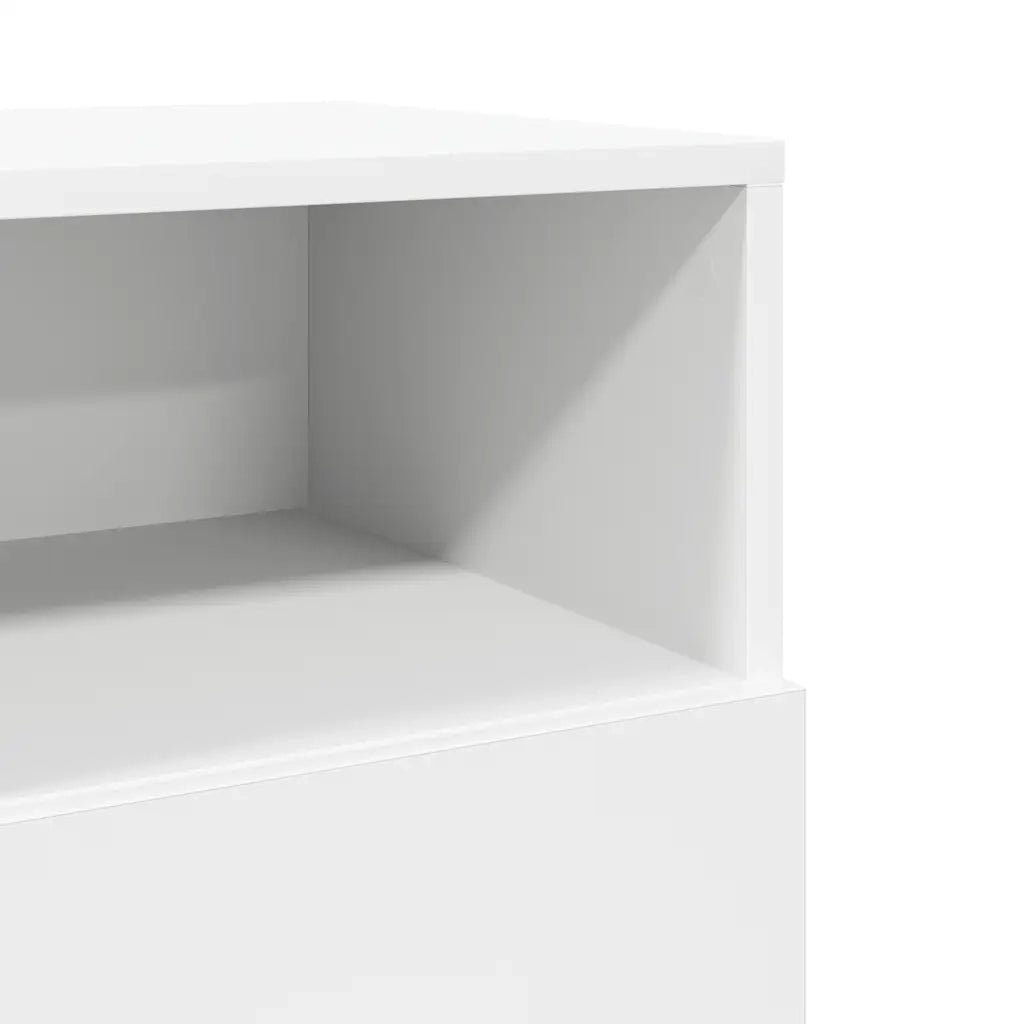 Comodino con 2 Cassetti-Tavolino da notte Bianco 36x36x68 cm