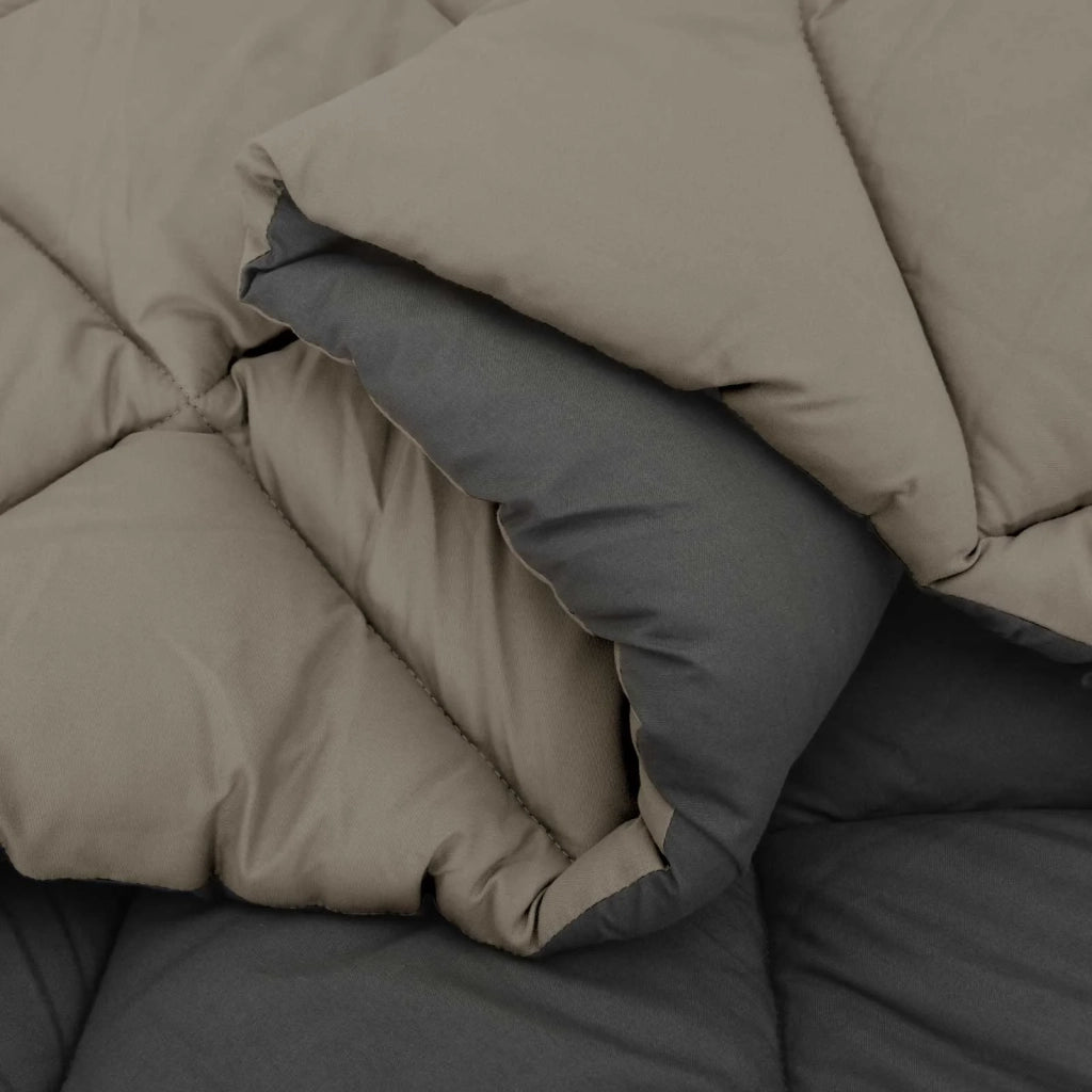 Piumone | Duvet Completo Annuale Grigio chiaro e Antracite 220 x 240 cm