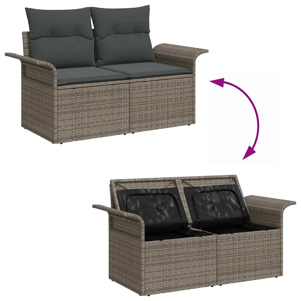 Set Divano da Giardino 6 pcs Grigio Poly Rattan 3358008