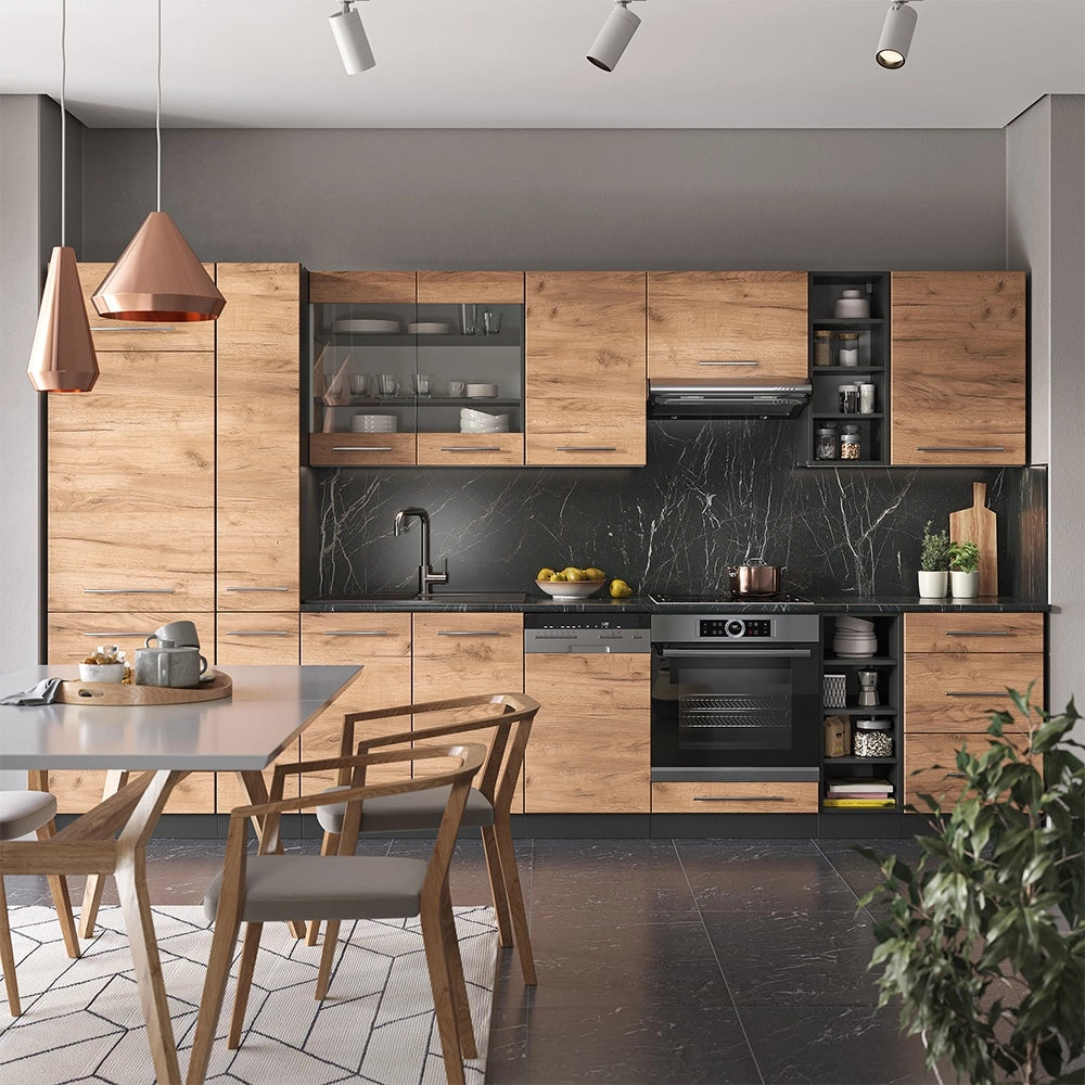 Cucina componibile Fame-Line Rovere dorato/Antracite 355 cm, PL Rovere Vicco