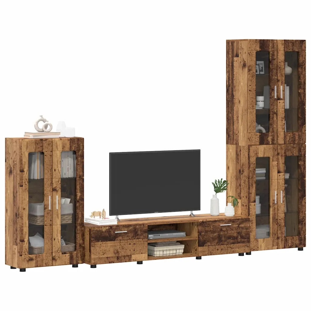 Set mobile TV con porta FLORIN Legno vecchio Legno multistrato