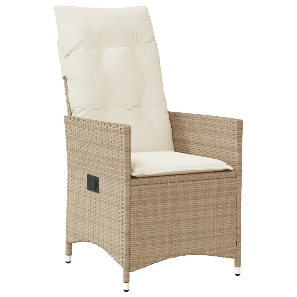 Set da Pranzo da Giardino 7 pz con Cuscini Beige in Polyrattan