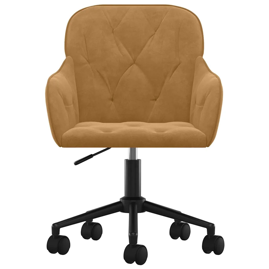Sedia da Ufficio Girevole Marrone in Velluto 344875