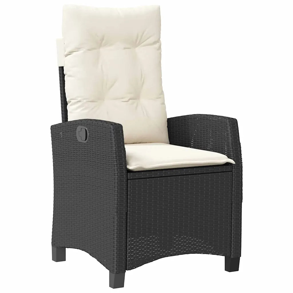 Set da Pranzo per Giardino con cuscino 5 pcs Nero polyrattan