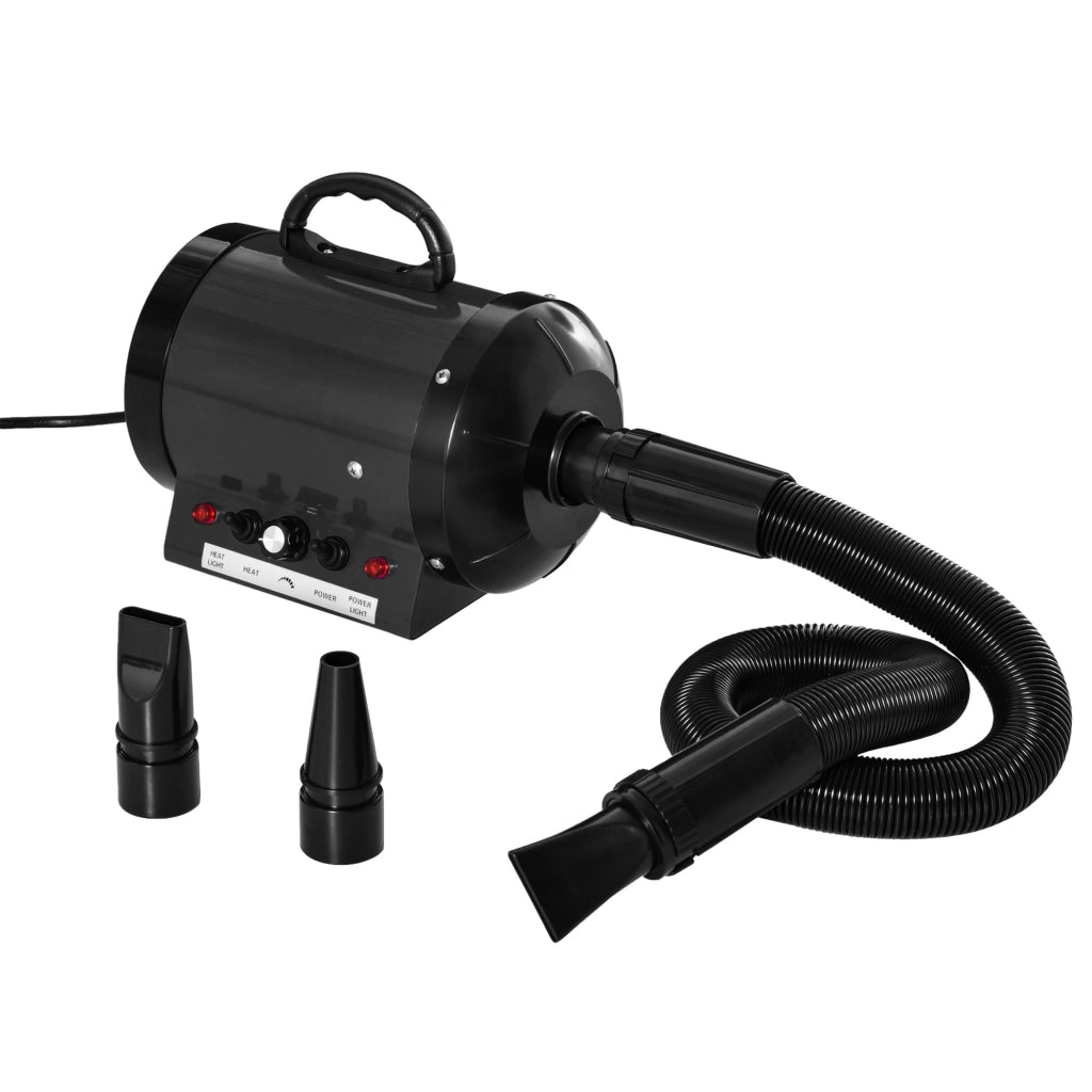 Asciugacapelli per Cani 2800W ¨C Xylo ¨C Temperatura e Velocit¨¤ Regolabili, 3 Ugelli, Tubo 2,1m, Nero