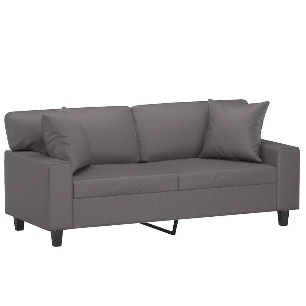 Divano a 2 Posti con Cuscini-Sofa 2 Posti con Cuscini Grigio 140 cm in Similpelle 479365