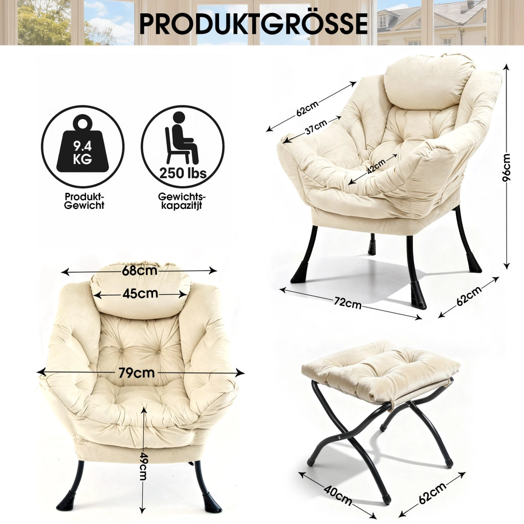 Poltrona Relax con Poggiapiedi e Braccioli ¨C MINIMAL ¨C Beige