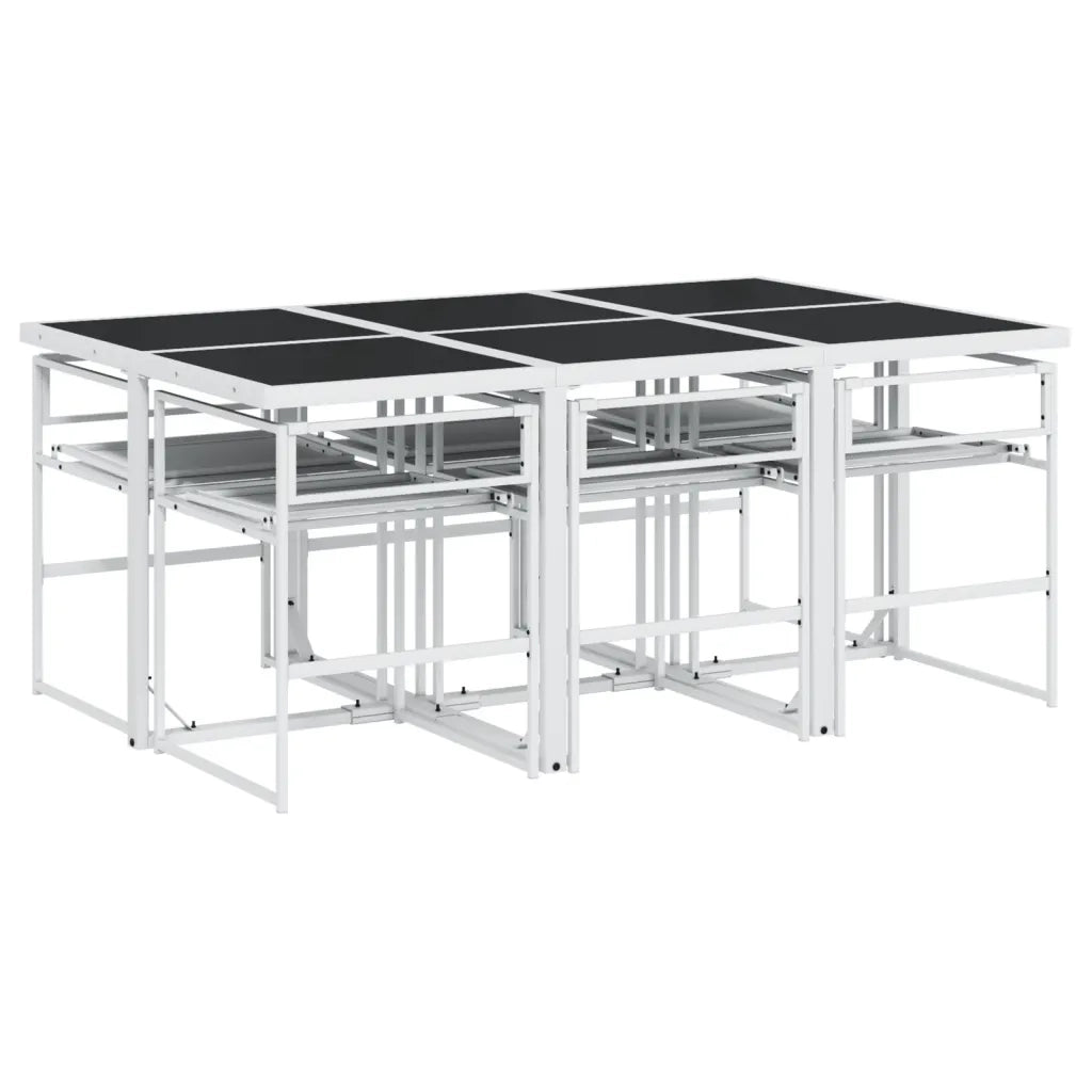 Set da Pranzo da Giardino 7 pz con Cuscini Bianco in Textilene 3295089