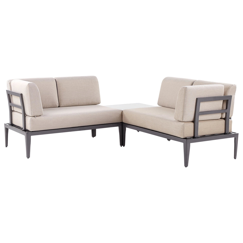 Set Divano da Esterno in Alluminio grigio e cuscini beige a 6 posti Patio Moderno