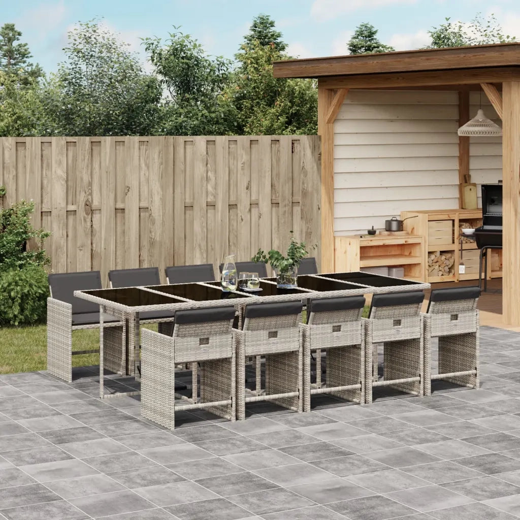 Set Pranzo Giardino 11pz con Cuscini Grigio Chiaro Polyrattan 3277882