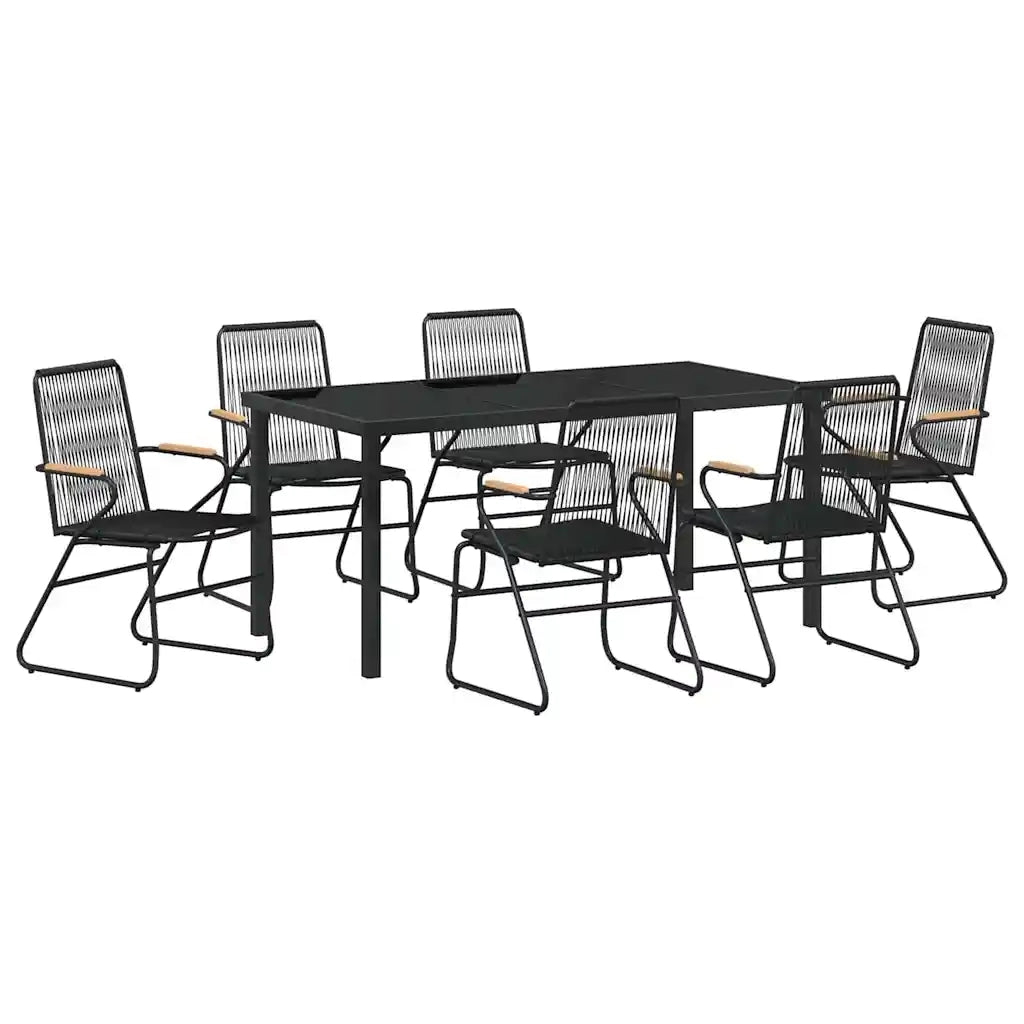 Set da Pranzo per Giardino 7 pcs Nero