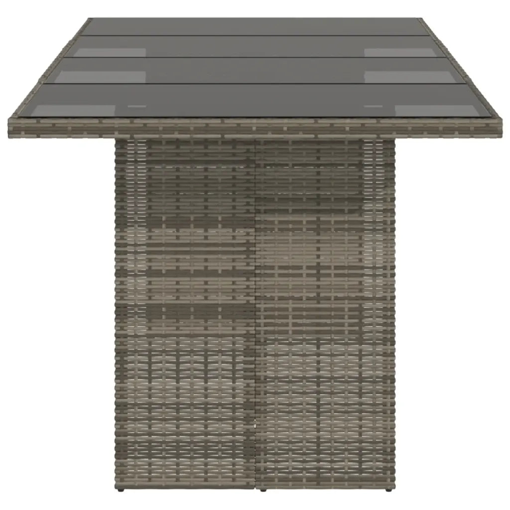 Tavolo da Giardino | Tavolino da esterno Piano in Vetro Grigio 190x80x75cm Polyrattan